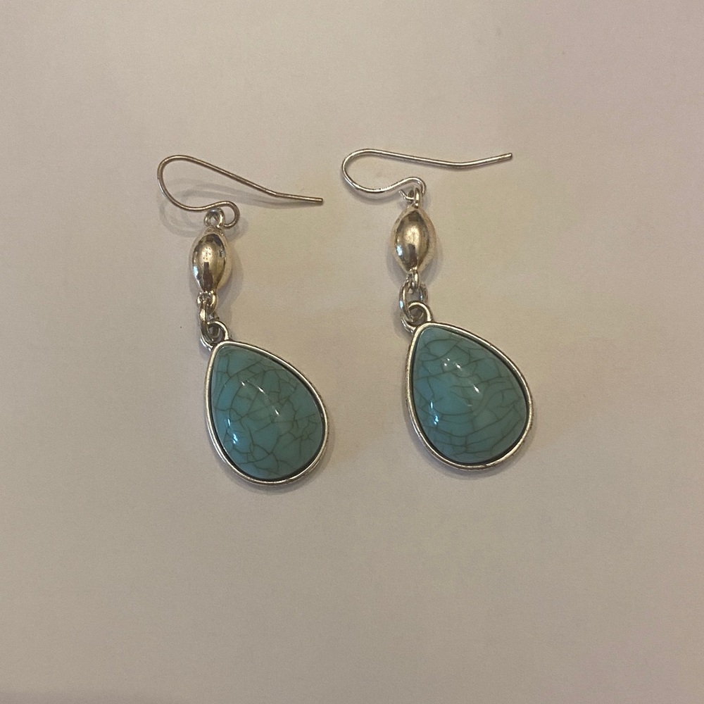Premier Designs Teardrop Earrings with Silver and Turquoise
